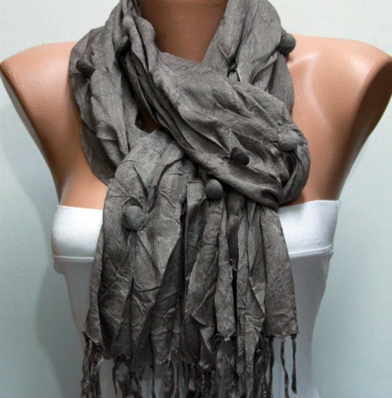 WAS 19, NOW 15 - Taupe-Gray - Shawl Scarf - Cowl by Fatwoman