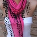 Hot Pink Scarf - Cotton Scarf - Cowl with Lace Edge - fatwoman