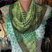 Pistachio Plaid  Scarf -  Cotton Scarf  Cowl with  Lace Edge