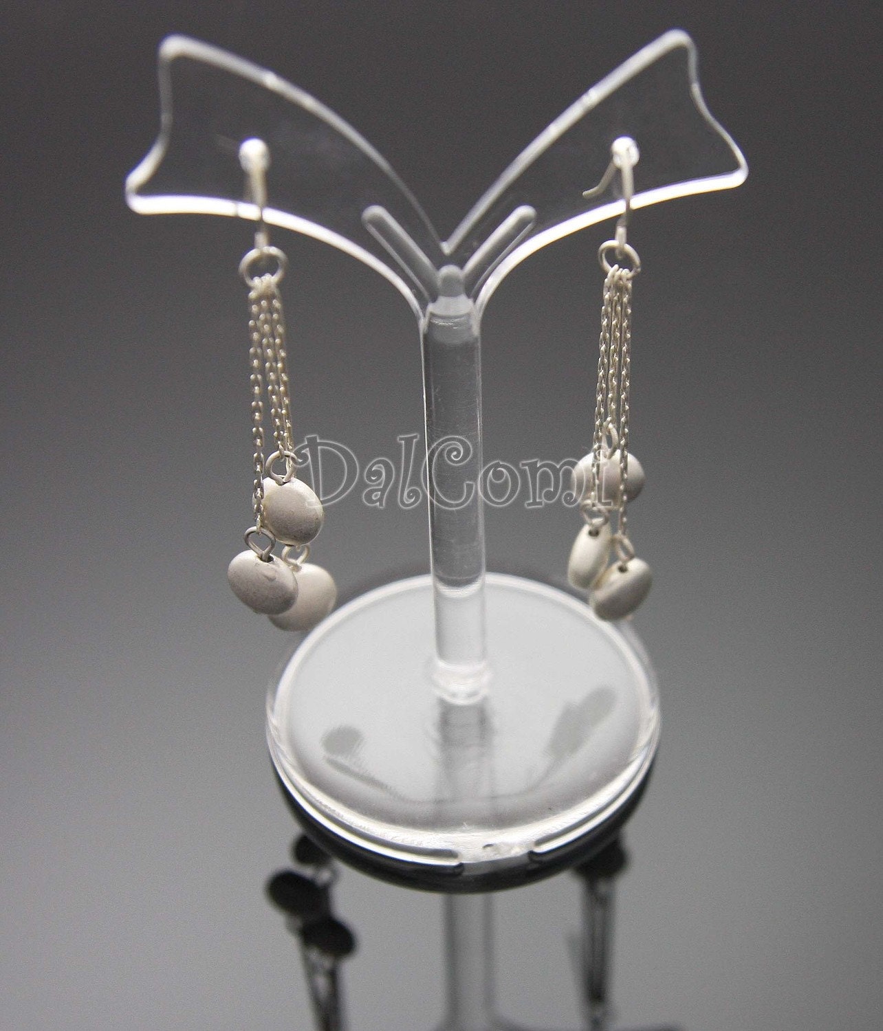 FIRESALE)  A20-Three Matte Silver Beads Dangle Hook Earrings