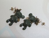A87-Cute Khaki Bear Post Earrings
