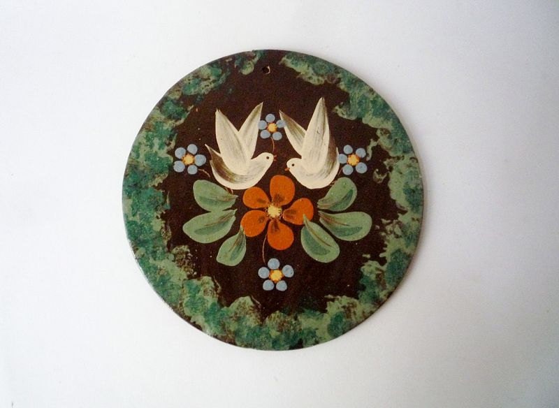 Vintage Handpainted Pottery Wall Plaque