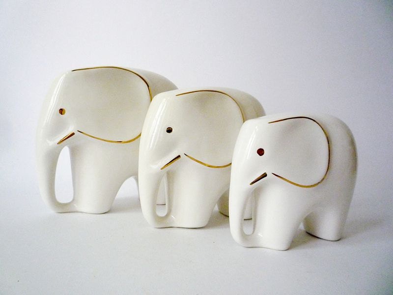 Collection of 3 Vintage Elephant Figurines
