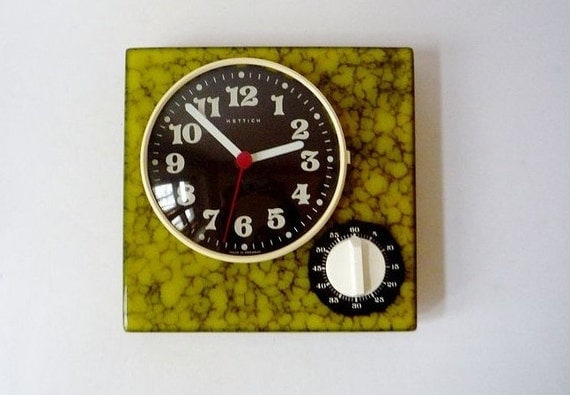 Vintage Wall Clock from Hettich with Kitchen Timer