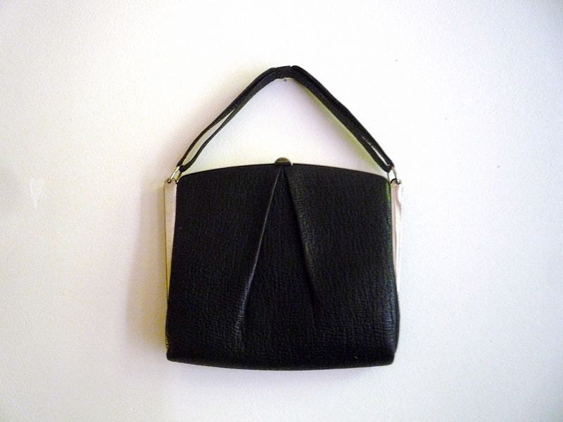 Vintage Midcentury Real Leather Handbag