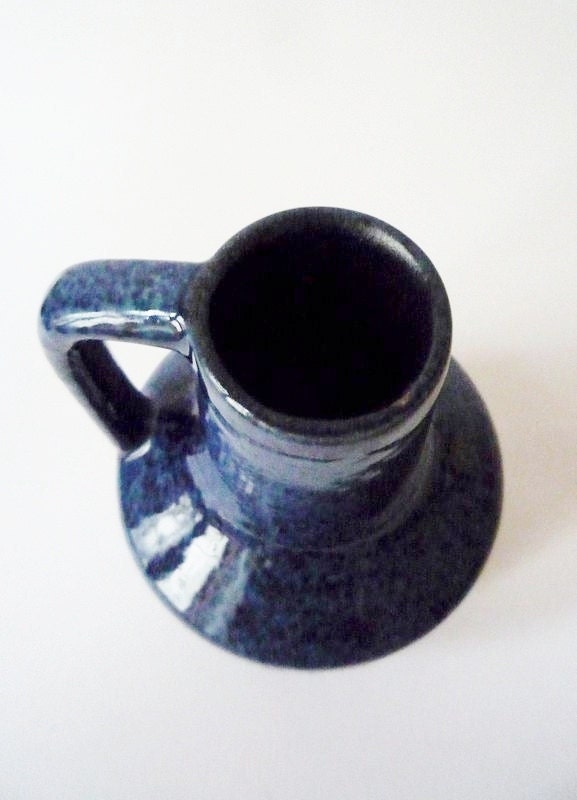 Vintage Blue VEB Haldensleben Fat Lava Vase