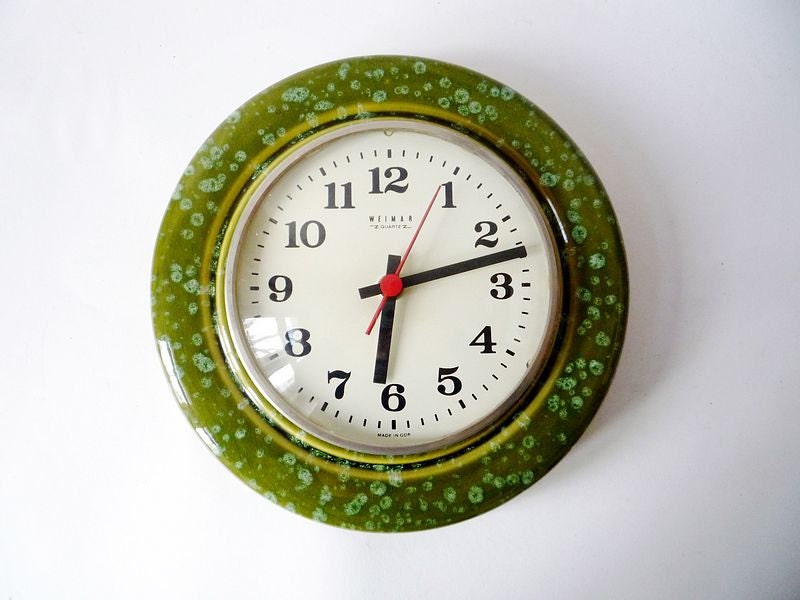 Vintage Wall Clock from Weimar Made in GDR