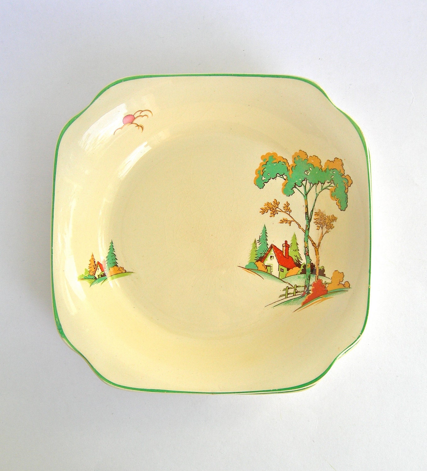 3 Clarice Cliff Staffordshire Pottery 1930's Plates