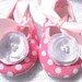 Baby Shoes - Pink Polka Dot with White Poppy Flower