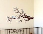Bird Famiy on a Tree Branch Vinyl Decal - Great for a baby nursery, bedroom, or living room