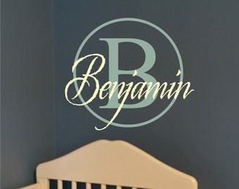 Nursery Wall Decal, Children Decor Monogram Vinyl Lettering - Childrens Wall Decal - Vinyl Decal great for a baby nursery or boys bedroom