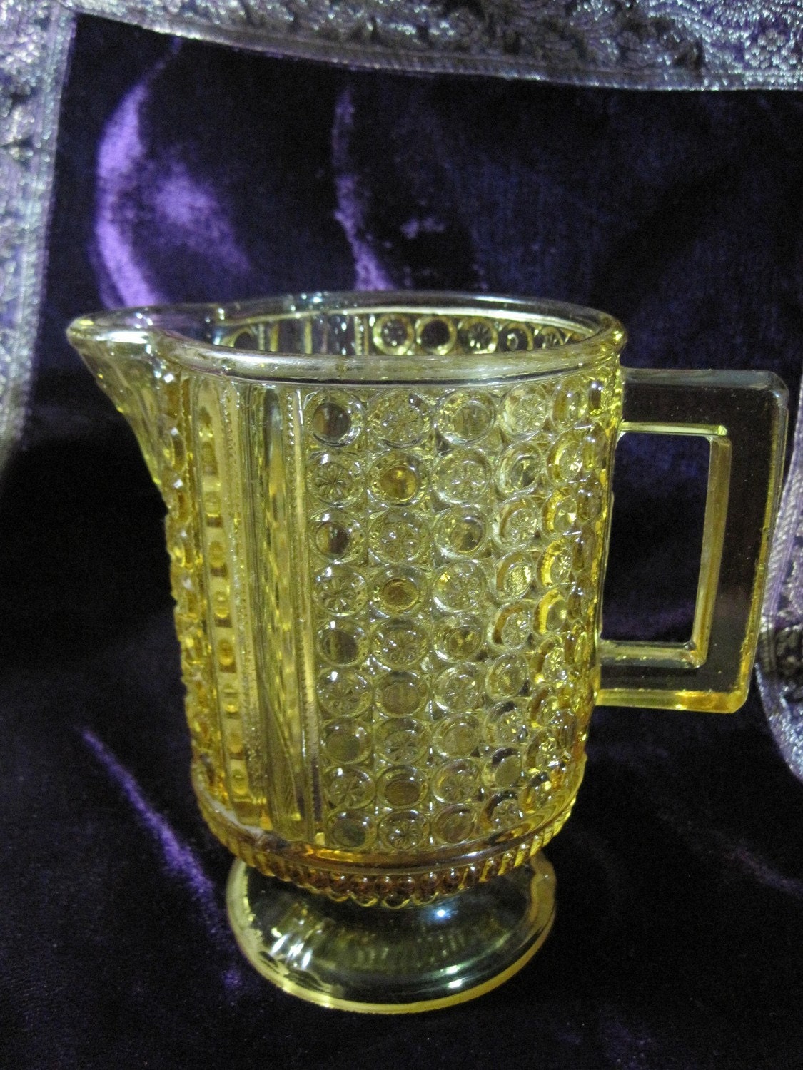 EAPG Richards & Hartley 3-Panel Amber Footed Creamer
