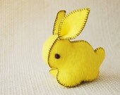 Bunny Rabbit Yellow Handmade Felt Pure Wool OOAK