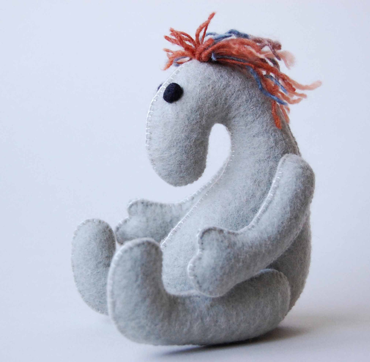 ART DOLL Human Felt Toy Grey Handmade Gorgeous SAFE all natural materials