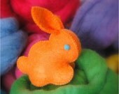 BABY BUNNY Bright ORANGE Handmade Unique Felt Toy Made in Canada