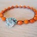 Orange opal beaded crochet bracelet - slashKnots Stackers "Orange Twist", boho chic, turquoise, tangerine, trendy stack bracelet