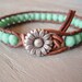 Boho leather wrap bracelet, "Country Girl", Shabby chic, turquoise, silver daisy flower, featured in ETSY FASHION Ultimate Jewelry Guide