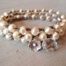 Pearl crochet necklace or wrap bracelet 'Uptown Bohemian' rustic Thai Silver flower dangle, cream, ivory, luxe shabby boho chic