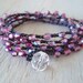 Pink crochet wrap bracelet necklace 'RaspBerry Fizz' iridescent berry pink, fuschia, crocheted long boho chic jewelry, bohemian surfer chic