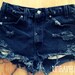 Vintage Denim High Waist Jean Shorts- Black - Size MEDIUM