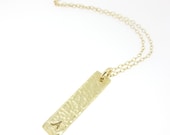 14K Gold Filled Charm One Initial Hammered Tag Hand Stamped Necklace