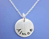 Hand Stamped Sterling Silver One name charm Necklaces