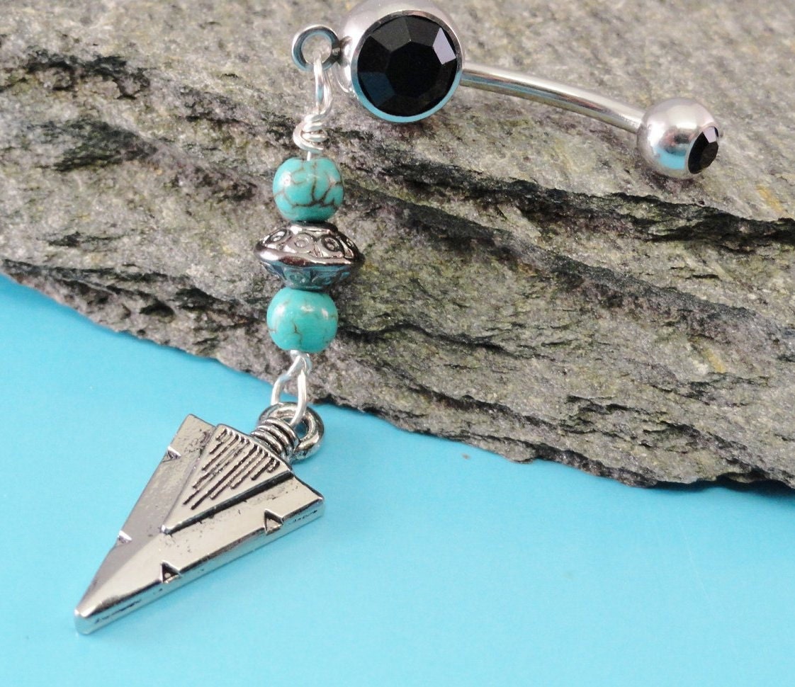 Belly Button Rings Arrowhead Turquoise SouthwesternTribal Barbell Navel Jewlery