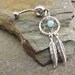 Amazonite Dream Catcher Belly Button Ring Silver Feather Belly Jewelry Soothing Stone