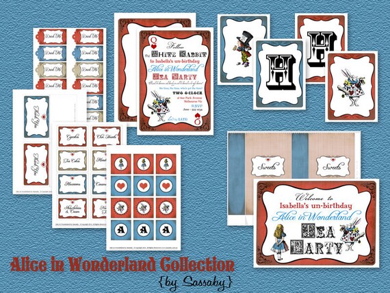 Alice in Wonderland Party Collection - Girls Birthday Party - DIY PRINTABLE FILES by Sassaby Il_570xn