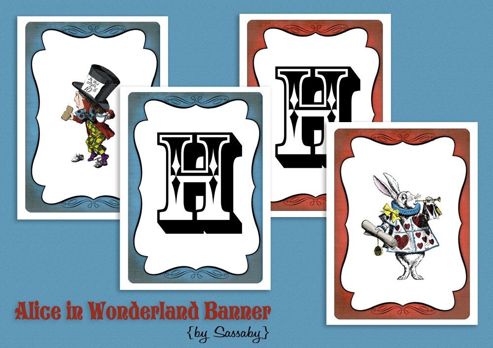 Alice in Wonderland Party Banner - Girls Birthday Party - DIY PRINTABLE FILE by Sassaby Il_570xn