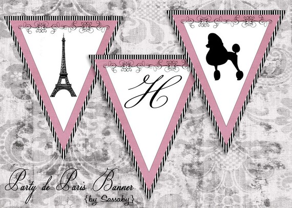 Party de Paris Girls Party Banner - Birthday Decoration - DIY PRINTABLE FILE by Sassaby Il_570xn