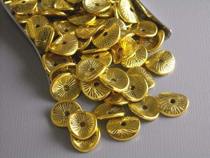 SPACER-GOLD-POTATOCHIP - 20 pcs Antique Gold Potato Chip Spacers