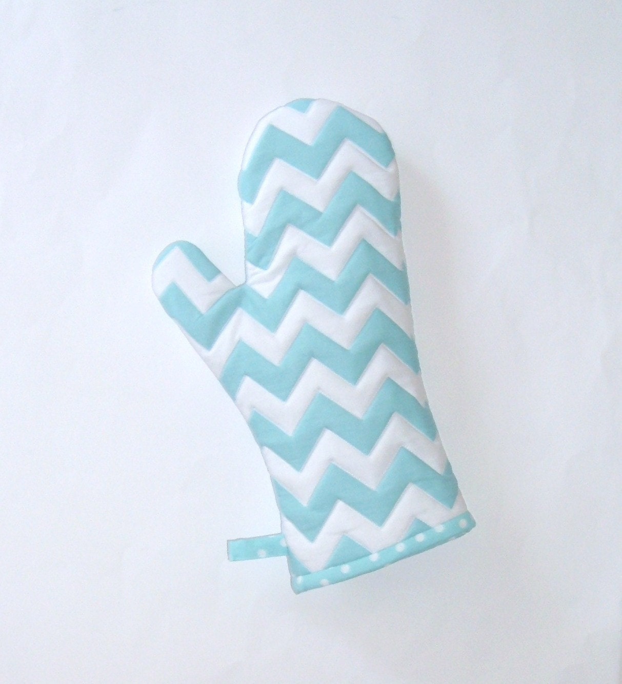 Oven Mitt  - Chevrons - Aqua and White -Gift for Foodie- Gift Under 20