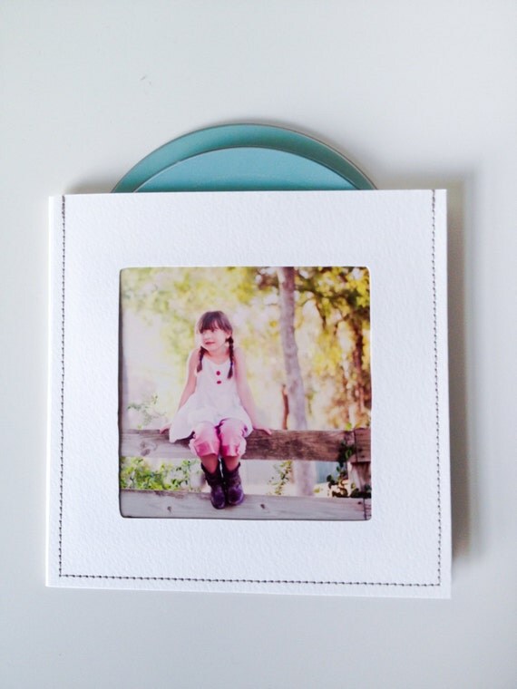 DVD Cases / Sleeves - 40 White Stitched Double DVD Sleeves w/2 dvd slots and Photo Opening on Front