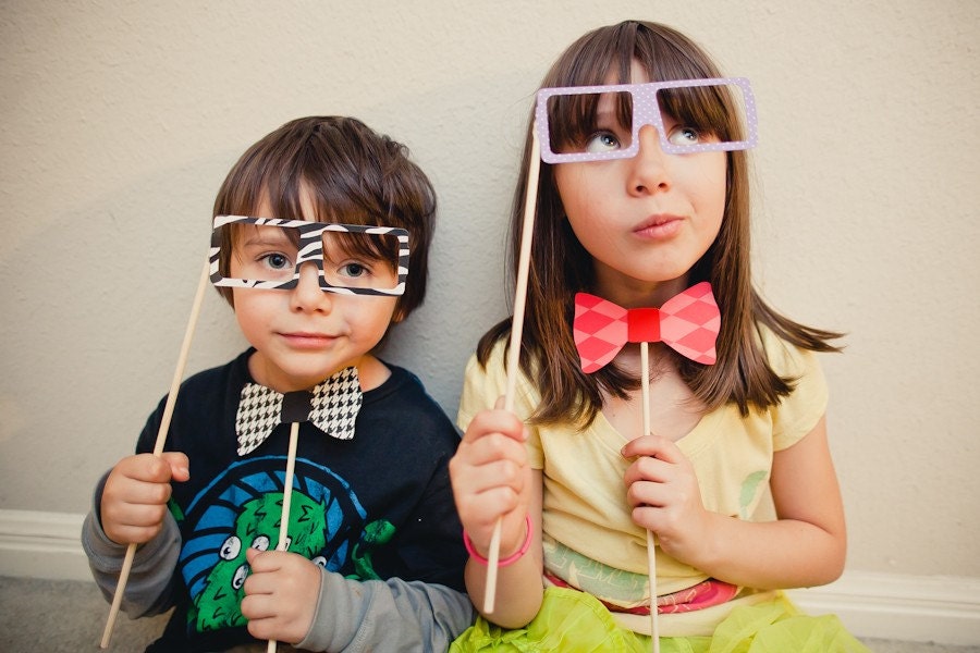 Bowties on a Stick - Set of 5 Photo Booth Props