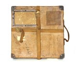 Vintage Film Reel Shipping Box with Canvas Straps, 15 inch square (c.1947) - Industrial Home Decor, Unique Storage Box
