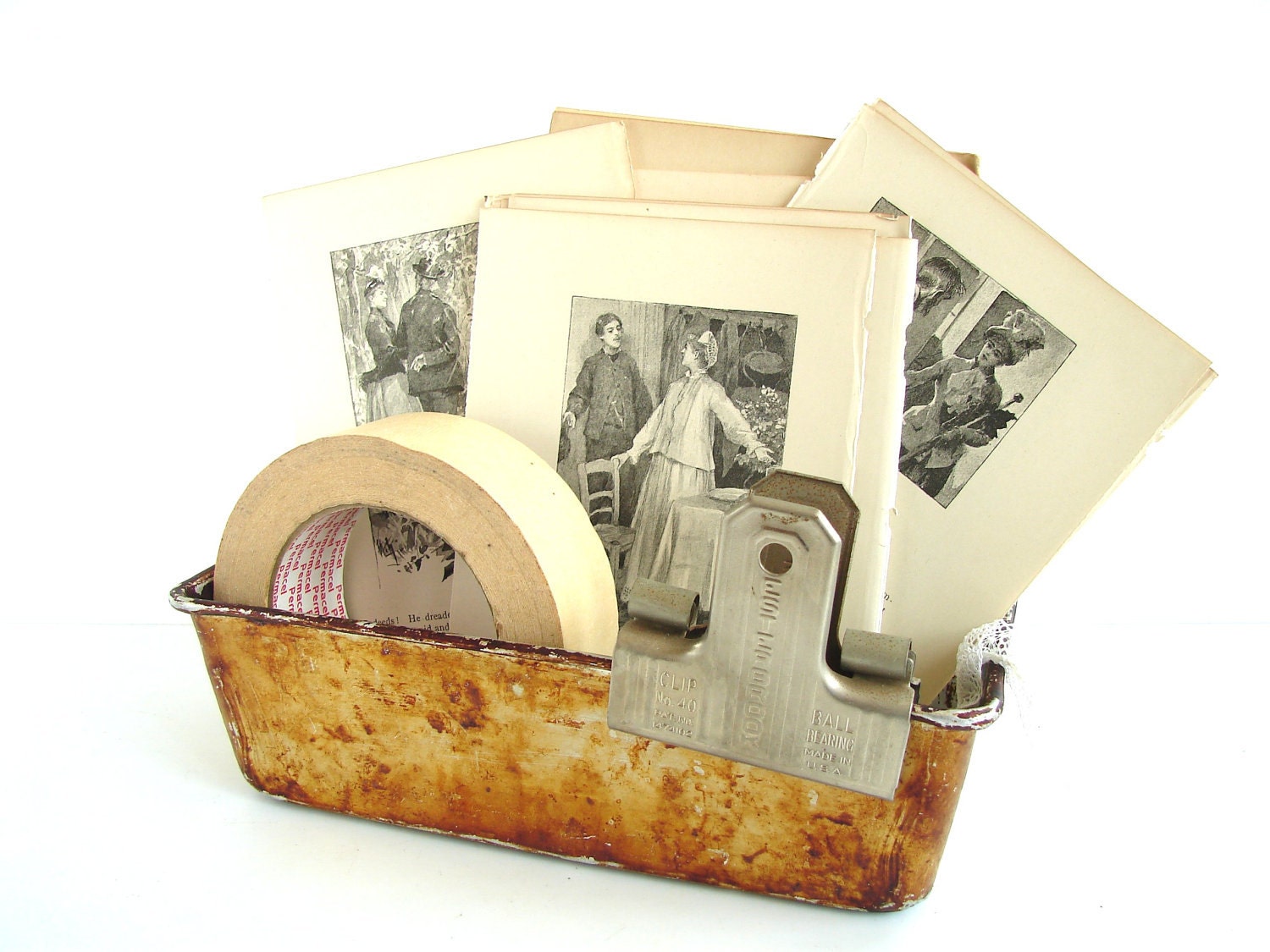 Vintage Metal Bread Loaf Baking Pan / Tin with Unique Baked-on Patina (N1) - Office Organizer, Storage Tin, Home Decor, and more