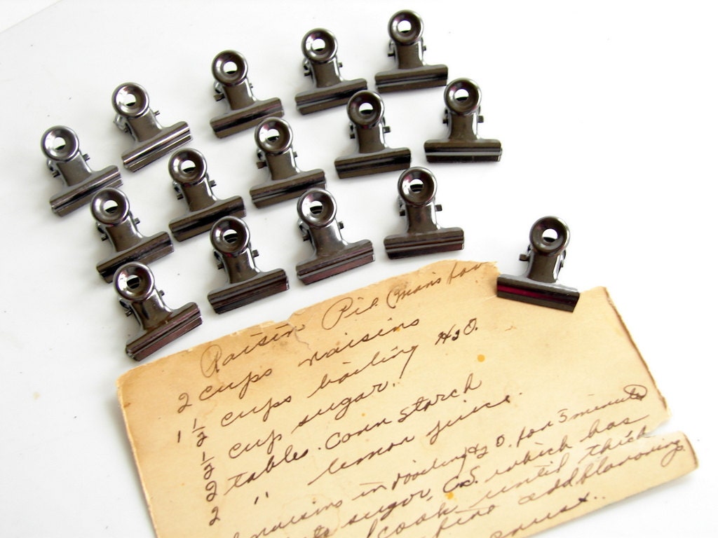 Small Metal Hinge Clips in Antique Nickel Finish (Set of 15) - Use for paper projects, cards, altered art, and more