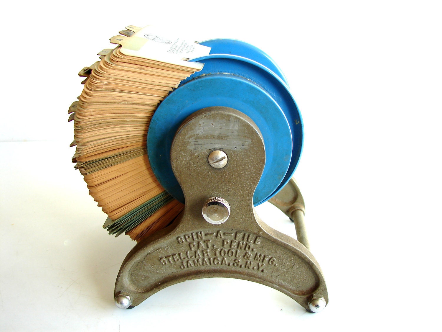 Vintage Industrial Metal Spinning Card File / Rolodex Card File (c1940s) - Industrial Decor, Storage, and more