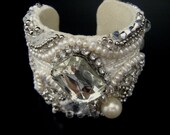 Bridal Cuff with Vintage Rhinestones & Ivory Pearls - One of a Kind