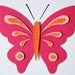 Butterfly Decor Kids Wall Decor Matted Art for Children Nursery Decor Pink Orange Butterfly