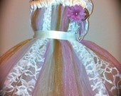Vintage Rose Bridal Flower Girl Tutu Dress