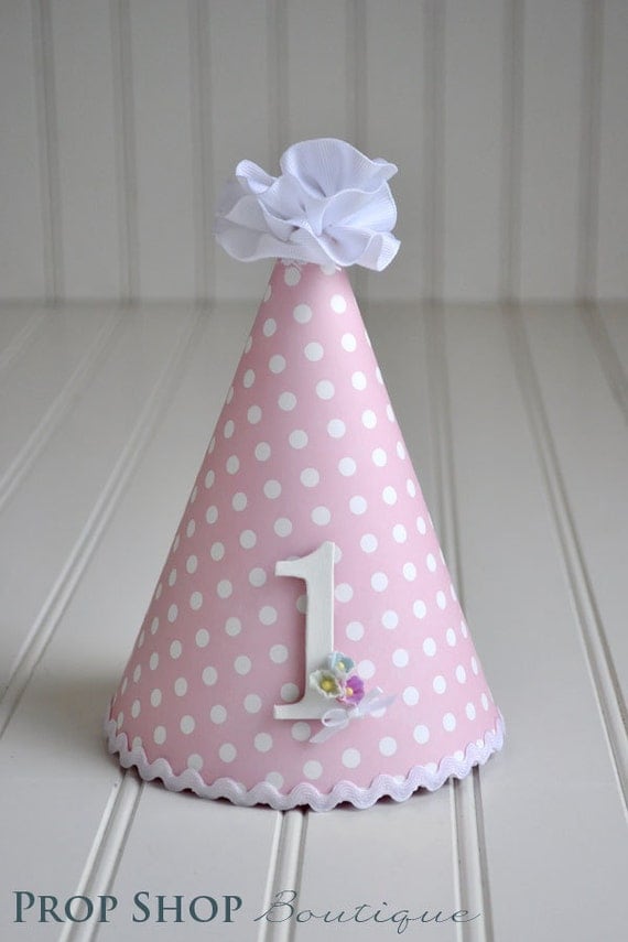 Girls Classic 1st Birthday Hat, Photo Prop, shabby chic Il_570xn