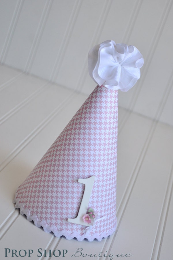 Girls Classic 1st Birthday Hat, Photo Prop, shabby chic