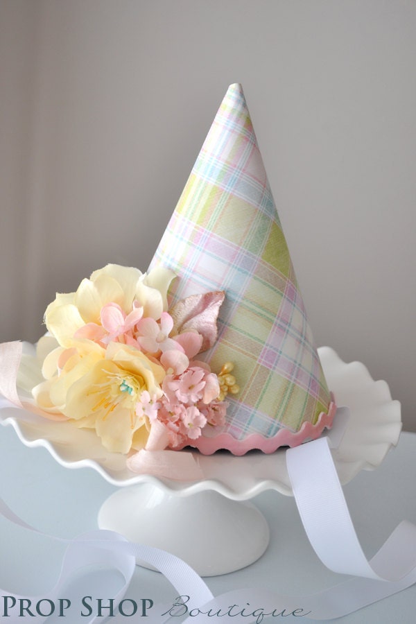 Easter Springtime Flower Garden Birthday Party Hat, Special Occasion, Photo Prop, 1st Birthday