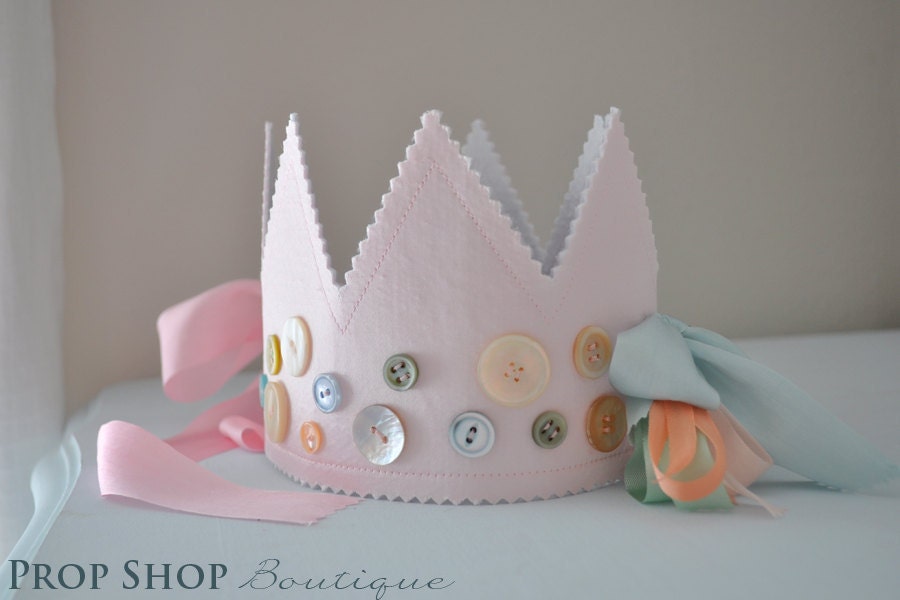 Girl's Vintage Cute as a Button Birthday Crown, Special Occasion, Dress up