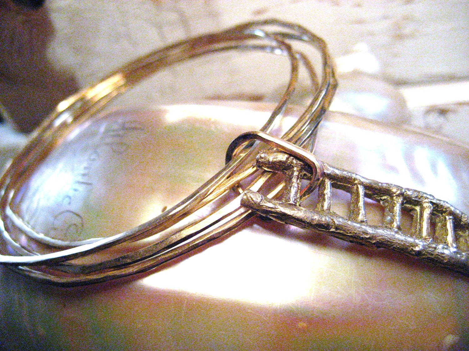 Bronze Ladder bangle bracelet