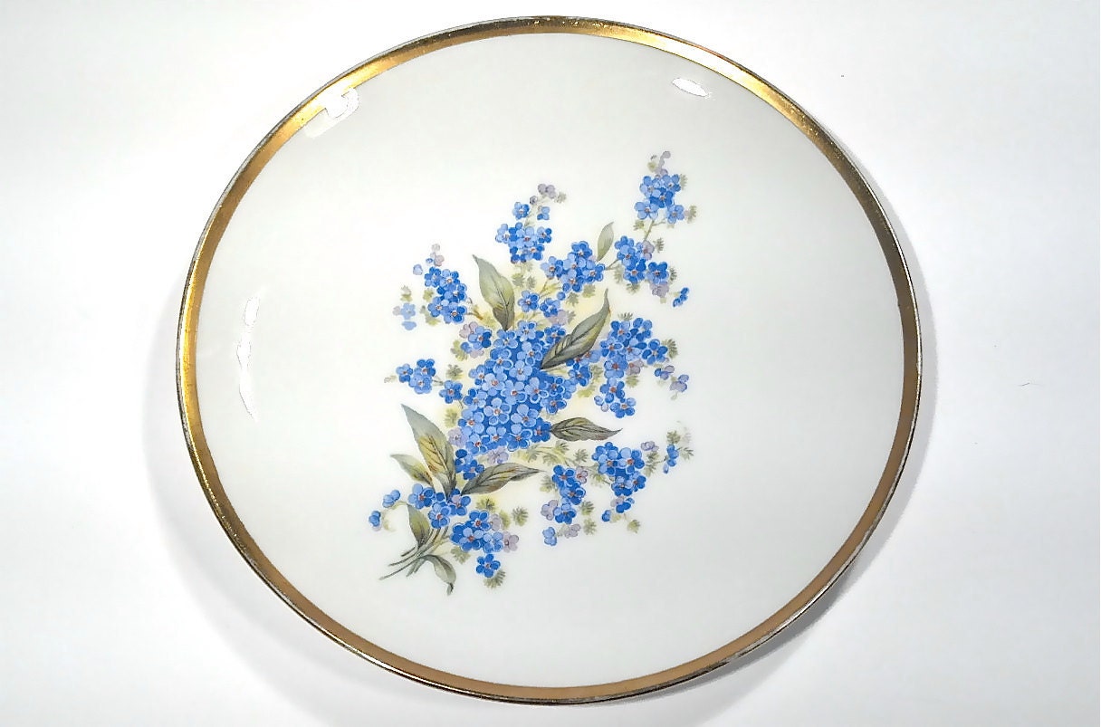 22K gold trimmed hand-painted lilac Osborn plate, vtg display plate