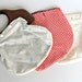 vtg reversible multi-purse/ clutch, handbag, hinged wood handle, checkered, eyelet, red