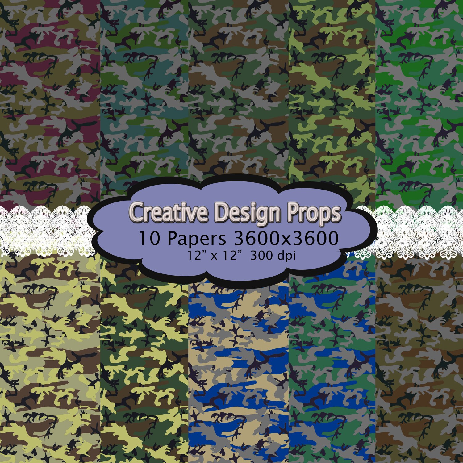 Items similar to BUY 2 GET 1 FREE: Camouflage Digital Scrapbook Paper ...